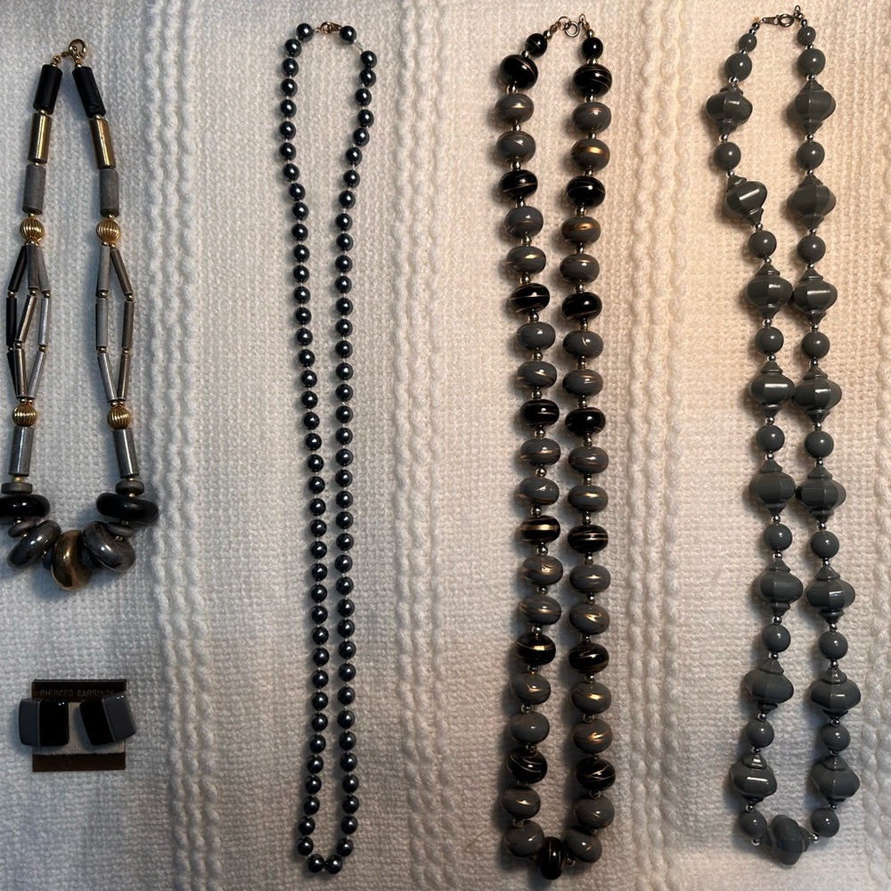 Lot of Four 80s Vintage Beaded Necklaces